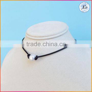 Factory Low Price Wholesale Adjustable Choker Leather Pearl Necklace