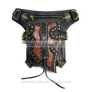 Unisex Steam punk Leather Belt bag Waist bags