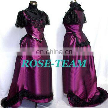 Rose Team-Free Shipping Custom-made Medieval Victorian Gown Ball Costume Rose Red Gothic Punk Dress