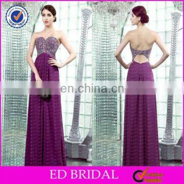 2017 Sexy Sweetheart Open Back Beaded Chiffon Ladies Long Evening Party Wear Gown
