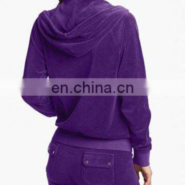 CHEFON Women Velour Zip Front Hoodie Tracksuit CNA0049 photo-2