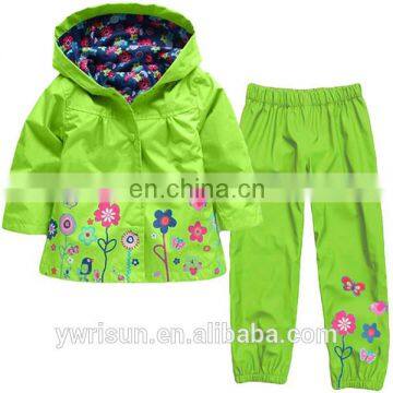 Latest Design Wholesale Children Raincoat With Pants Outwear Clothing Set