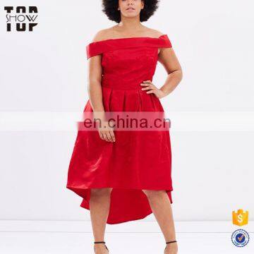 OEM factory off shoulder red plus size women clothing dress