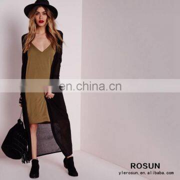 Stylish Knitted Longline Cardigan Black For Spring Women