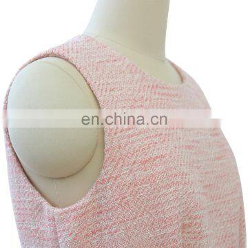 Fashion Sexy Pink Sleeveless Tweed Dress for Women photo-2