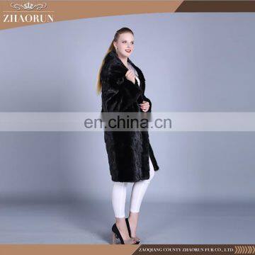 Routine sleeve mink coat , hooded black mink fur coat mink