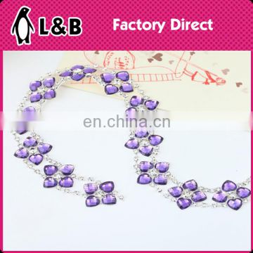 2016 purple sewing Glass Rhinestone Chain/Trimming Crystal fancy rhinestone trimming