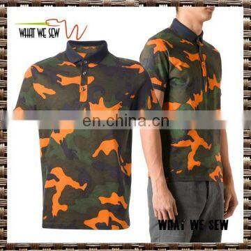 camoflage orange mens cotton casual polo shirt wholesale custom factory cheap cotton polo shirts