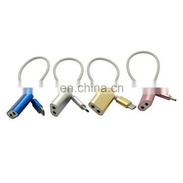 Metal Type C USB C Male to Dual 2 3.5mm Female Splitter Audio Cable