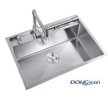 Guangdong Dongyuan Kitchenware 680×500×230mm Brushed Stainless Steel Double bowl Handmade Kitchen Sink (DY-HA469-685023-R10)