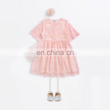 Childrenswear Girls Princess Dress Pink Lace Girls Dress Summer 2020