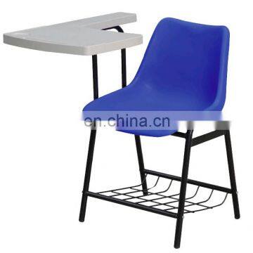 Пластиковый стул с письменным подставом и металлическими ножками, произведенный в Китае photo-2