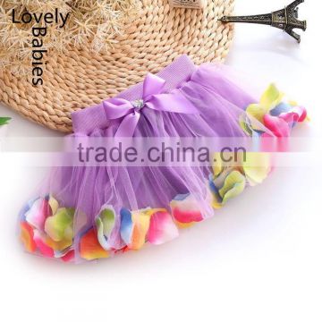 Wholesale summer girls clothes beautiful flower petals filled mini skirt