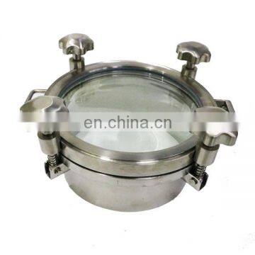 Polish Finished Round Pressure Manway for Tank Manhole Cover With Sight Glass photo-2