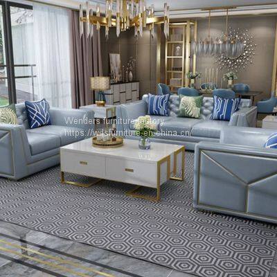 Large house light luxury leather sofa postmodern simple luxury living room single double three high-end villa leather sofa