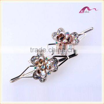 New Arrival Charming Designs Wedding Ornaments Metal Colorful Glass Heart Flower Hair Grips Crystal Dotted Hair Clips For Gifts photo-2