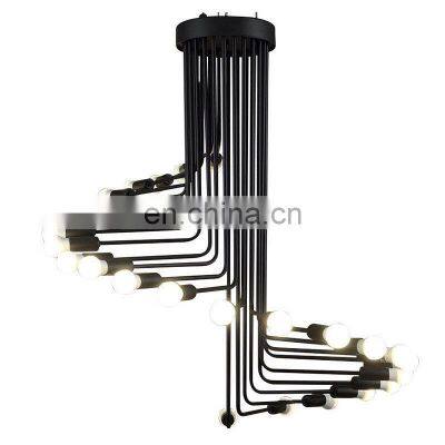 2021 Modern Nordic Pendant Light 16 Black Tube Chandelier Living Room Stair Hanging Lamps Decor Luminaries