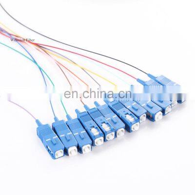 0.9mm SM9/125 1.5m sc/upc sc/apc  fiber optic pigtail 12 core 0.9 pigtail