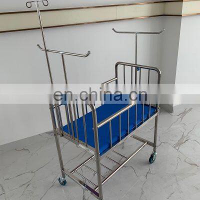 Stainless Steel Type Medical Baby Bed With Mattress 3cm for Hospital and Clinic Use photo-4
