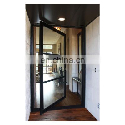 New Modern Steel Front Door Heavy Duty Single Full View Tempered Glasses Low E Pivot Entry Doors