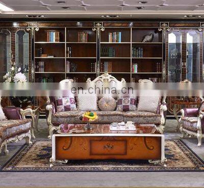 New Arrival High Quality Wood Royal Antique Sofa Set Furniture Pure Leather Living Room Sofas