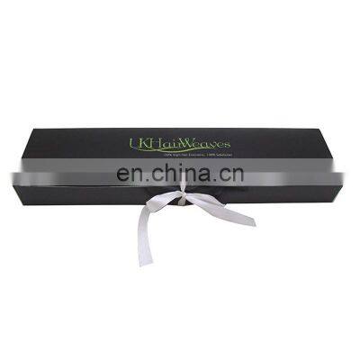 Luxury Rigid Cardboard Packaging Box Bundle Hair Extension Paper Box Bundle Wave Hair Gift Packaging With Ribbon Lock photo-2