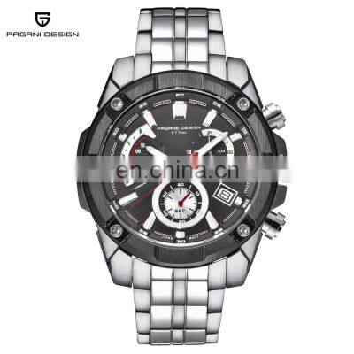 PAGANI DESIGN 3311 Men's Chronograph Quartz Watch Stainless Steel Waterproof Business Wristwatches