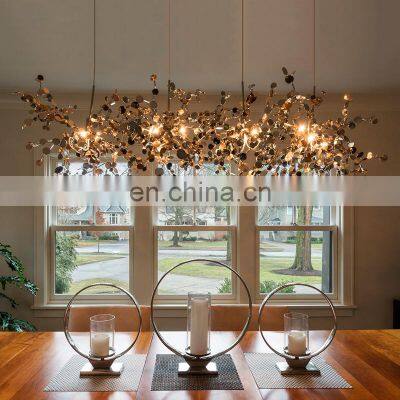 Indoor Dandelion Crystal Pendant Lights Luxury LED Gold Chandeliers Hanging Lamps photo-4