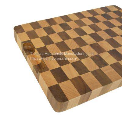 Wholesale Custom Logo Meat Fruits Veggies Bread Acacia & Rubber End Grain Wood Mix Chopping Block Cutting Board