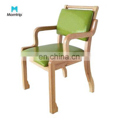 Brand New Creative Custom Color Comfortable Solid Wood 4 Legs Soft Curved Armrest Wooden Bedside Arm Chair With Cheap Price