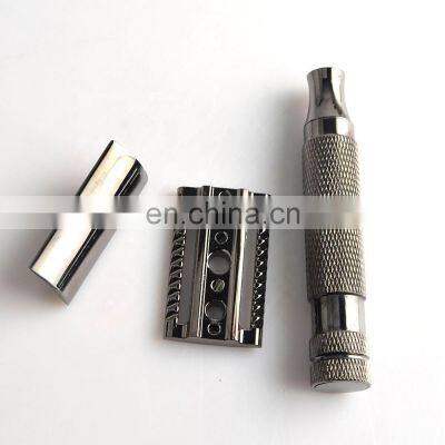 High Quality Stainless Steel Metal Black Barber Straight Double Edge Blades Shaving Safety Razor photo-2