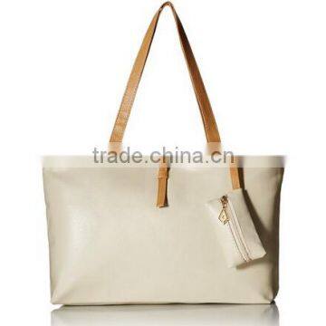 women`s pu leather handbag with shoulder strap and outside pockets large space high quality