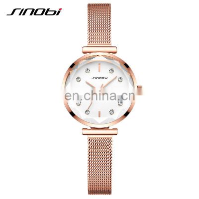 SINOBI Gentlewoman Wrist Watch S9643L Dolce French Style Watches Custom OEM Hand Watch with Diamond Decoration