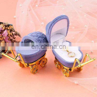 Baby Carriage Velvet Jewelry Box Stroller Wedding Ring Box Gift Box Holder Case for Earrings Necklaces Bracelets Display