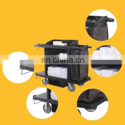 Hot Selling Super Quality Hotel Multifunctional Stainless Steel Housekeeping Cleaning Cart With Canvas Bag photo-4