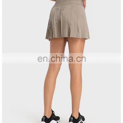 New Style Wholesale Custom High Waist Cool Fabric 2-In-1 With Side Pocket Shorts Pleated Tennis Skirts For Women Sport Yoga Wear photo-4