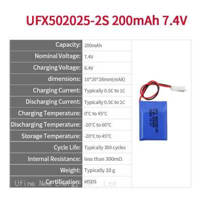 502025 2S 200mAh 7.4V Customized High Quality Rechargeable Battery For Electric Toy photo-2