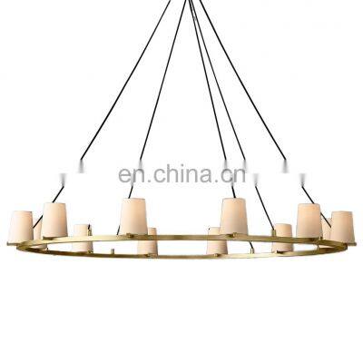 Pauillac Fabric Shade round industrial metal alabaster shade chandelier suitable for ceiling hanging lighting in family hotels