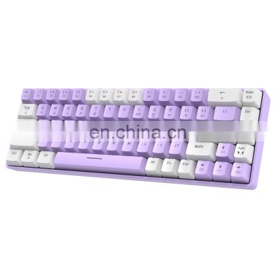 60% transparent acrylic Two color injection molding multimedia rotary button RGB 68 key desktop wried mechanical keyboard