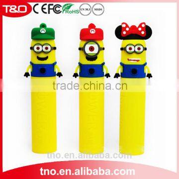 PVC Cartoon portable 2600mAh minions power bank charger