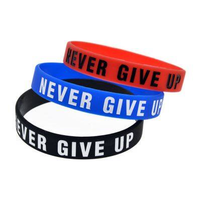 Factory Wholesale Hot Sale NEVER GIVE up Inspirational Custom Rubber Wristband photo-1