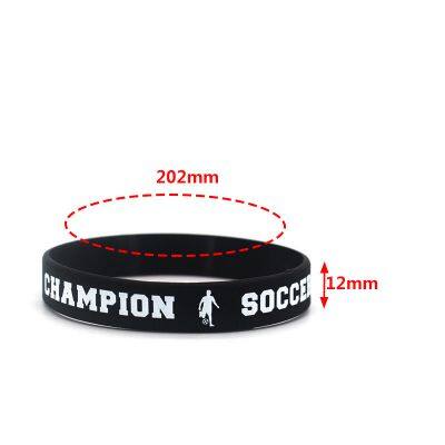 Factory Price in Stock Football Match Striped Design As a Set Printed Champion Big Stretch Soccer Sport Silicone Bracelet photo-3