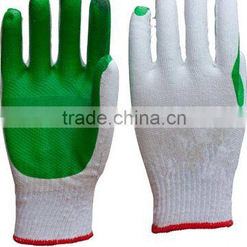 high quality green rubber coated gloves in china