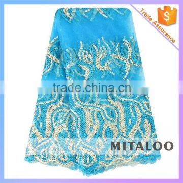 Mitaloo Wholesale French Lace Power Blue Net Lace Fabric MFL0121