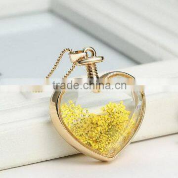 DIY Crystal Glass Heart Locket Necklace With Chrysanthemum photo-2