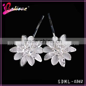 Factory wholesale hair pins, silver flower fancy hair pins,kids hairpins accessories