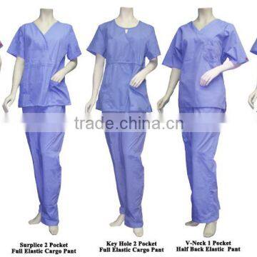 Customized High quality Navy Hospital Scrubs , uniform manufacturer with polyester/cotton material