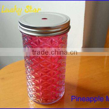 16oz BPA Free AS Pineapple Tumbler Cups With Straw Metal or Plastic Lids FDA Standard