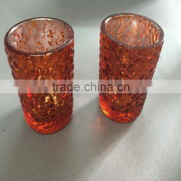 coloured mercury glass candle container