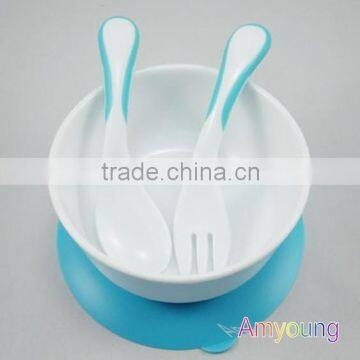 funny baby product suction bowls,silicone plastic baby feeding plate with spoon fork